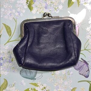 Vintage Elegant Leather Clutch coin purse • Grandma • lipstick • jewelry •